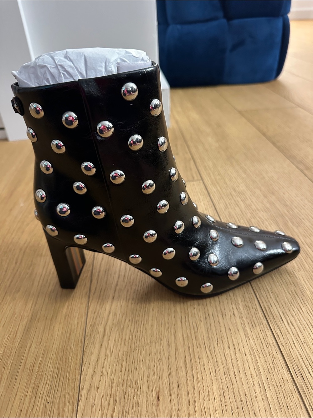 Sam Edelman, NWT, Black Studded Pointed Toe Ankle Boot. Never opened